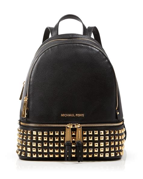 michael michael kors rhea zip studded leather backpack black olive|Michael Kors rhea backpack.